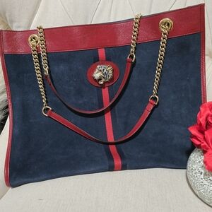Gucci Rajah Chain Tote Suede Large AUTHENTIC with Authentication EUC